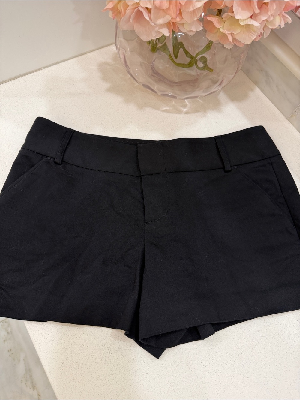 Alice + Olivia Black High-Waist Tailored Shorts
